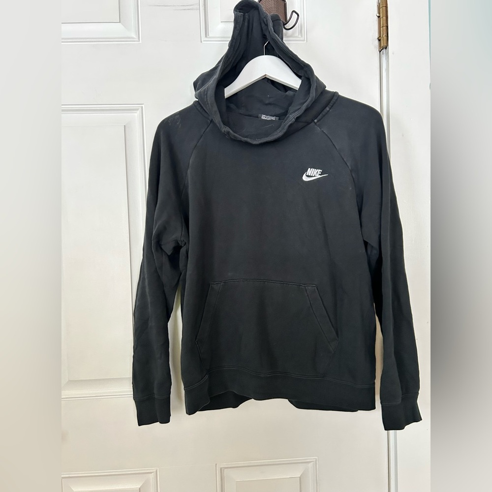 Nike Men's Black Hoodie with White Logo